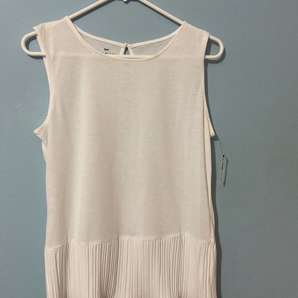 Talbots sleeveless pleat-trim blouse